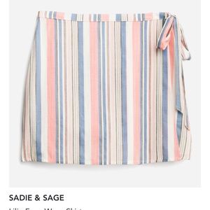 Faux wrap striped mini skirt